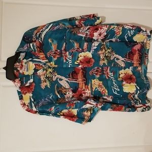 Vintage 1990's PALMLAND Tropics Hawaiian Button Down Shirt Sate of Flori…